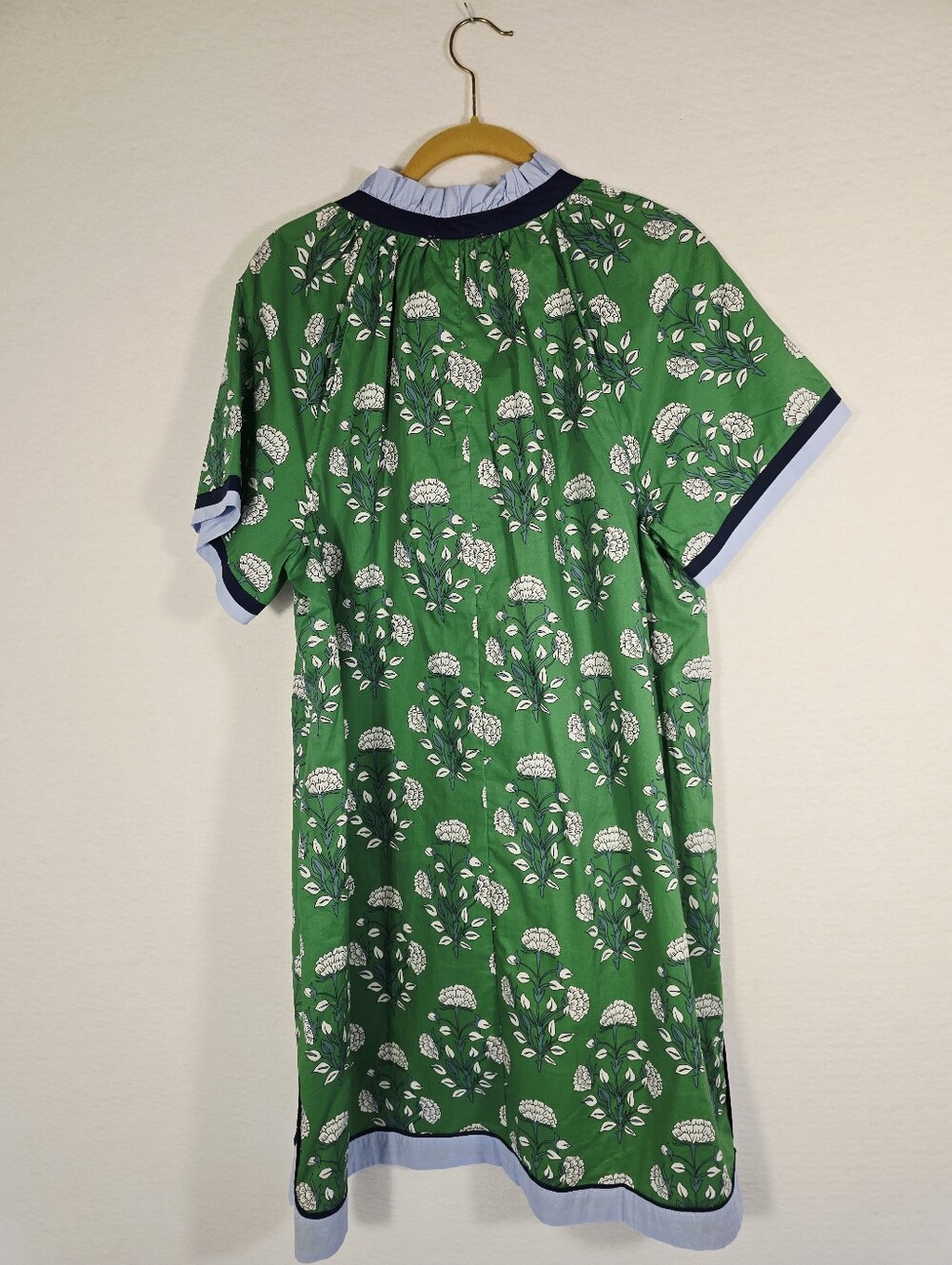 Umgee NWT Green Floral S Sleeve Cotton Ruffled Neck Shift Dress. Ladies Med - Picture 11 of 12
